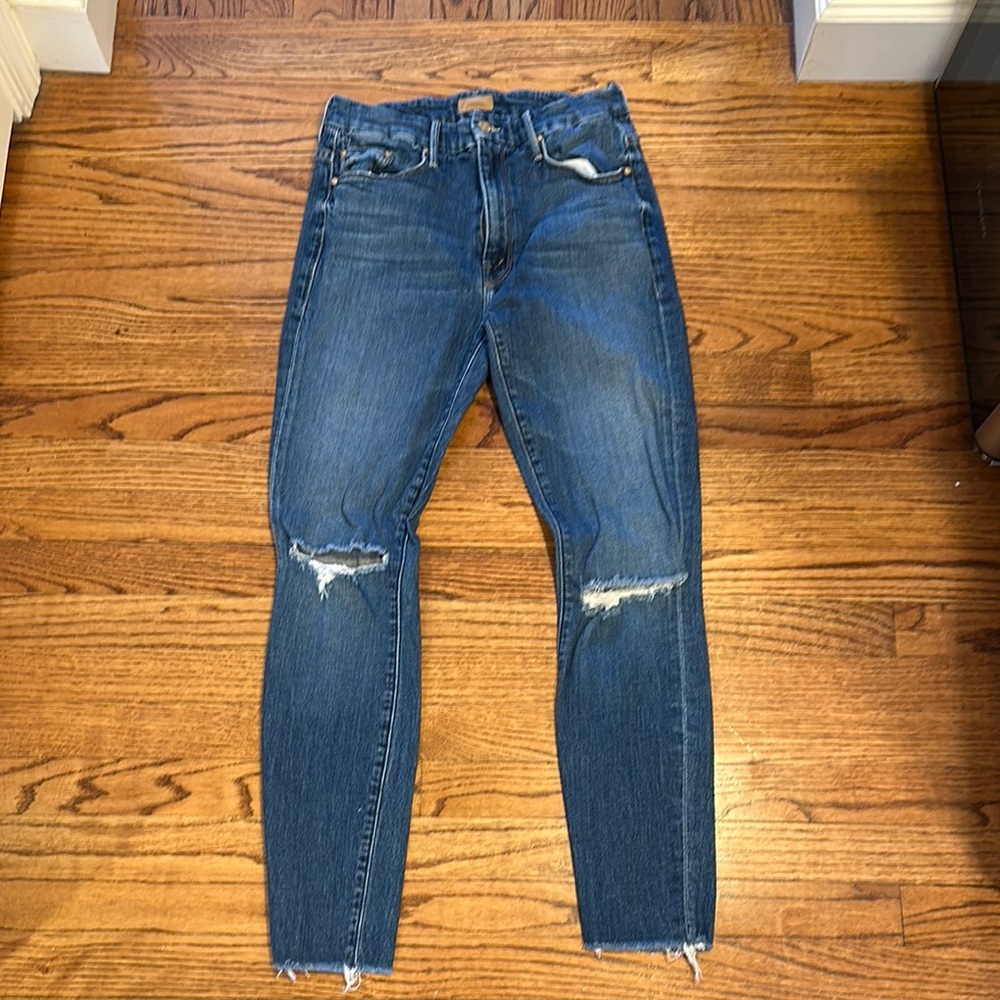 Distressed Blue Denim Jeans